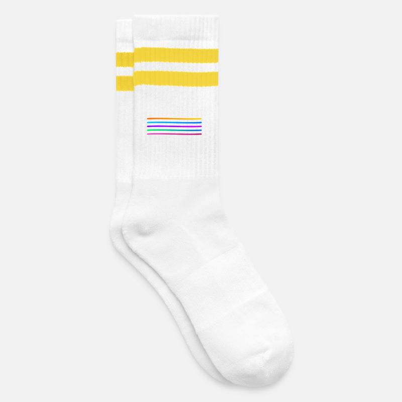 Rainbow Stripe Pattern - Striped tennis socks - white/yellow