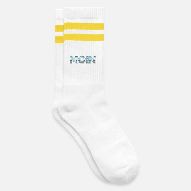 Moin - Gestreifte Tennissocken - Weiß/Gelb
