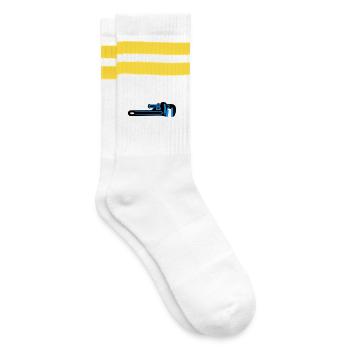 Outil à clé à molette Plombier - Chaussettes de tennis - blanc/jaune - Droite