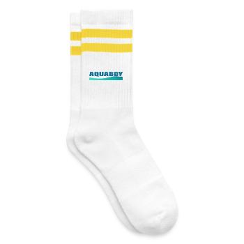 AQUABOY - Striped tennis socks - white/yellow - Right