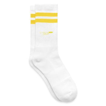 GAME ON DARTS - Striped tennis socks - white/yellow - Right