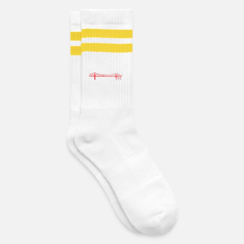 Rendsburg High Bridge Scribble Design – RD Skylin - Striped tennis socks - white/yellow