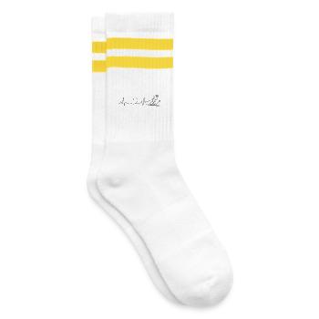 Ski Fahren Liebe Puls Herzschlag - Gestreifte Tennissocken - Weiß/Gelb - Rechts