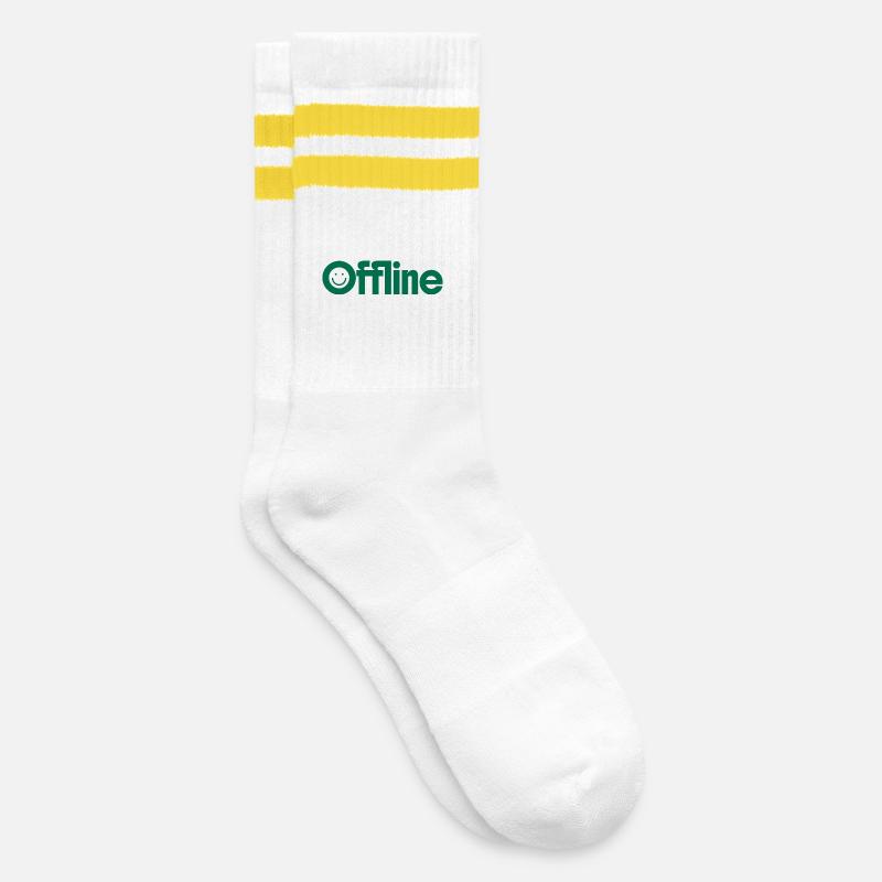 Offline-Modus - Gestreifte Tennissocken - Weiß/Gelb