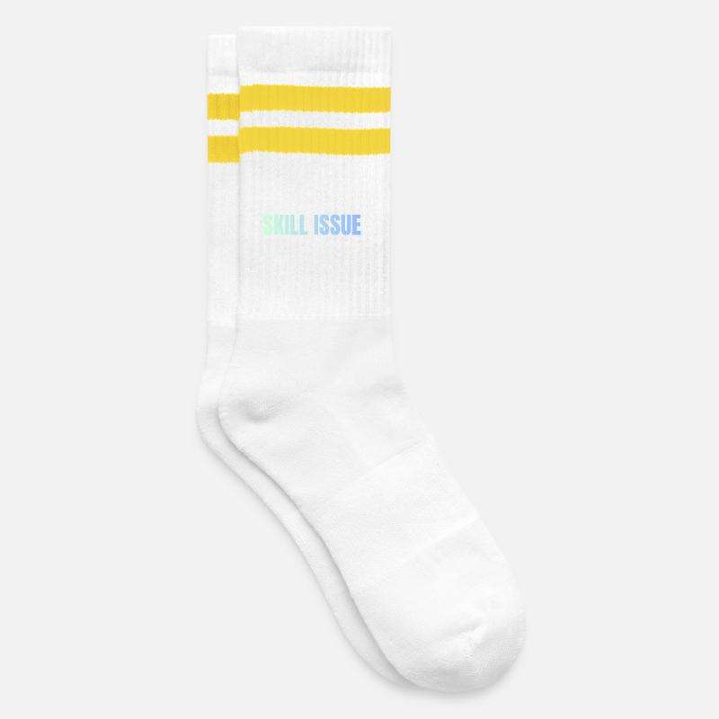 Skill Issue Gradient - Gestreifte Tennissocken - Weiß/Gelb