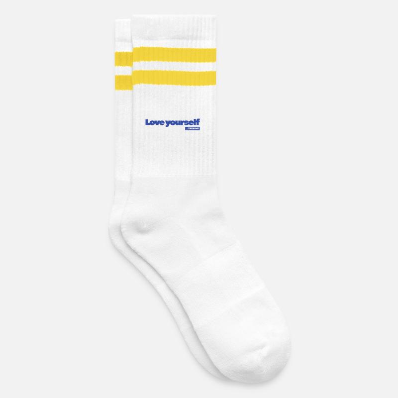 Aimez-vous - Statement Design - Chaussettes de tennis - blanc/jaune