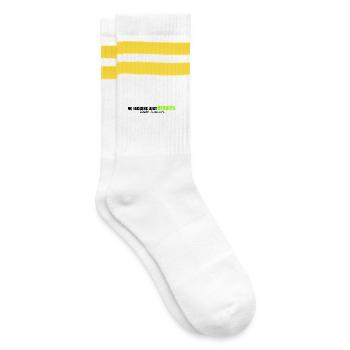 NO EXCUSES - Performance mindset Shirt - Striped tennis socks - white/yellow - Right