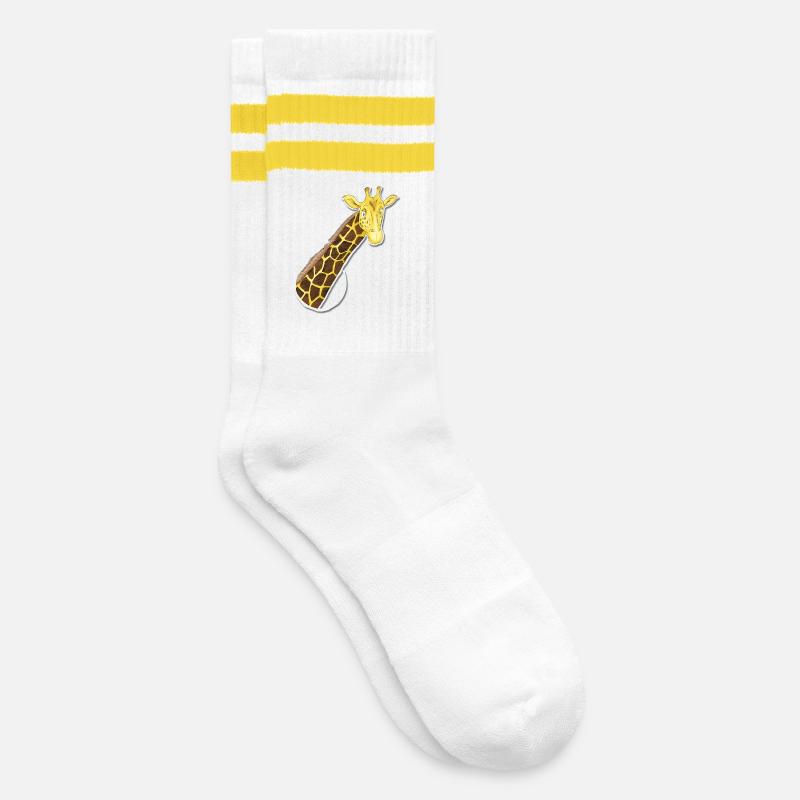 the looking giraffe - Striped tennis socks - white/yellow