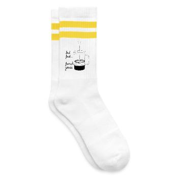 But first... French Press - Striped tennis socks - white/yellow - Right