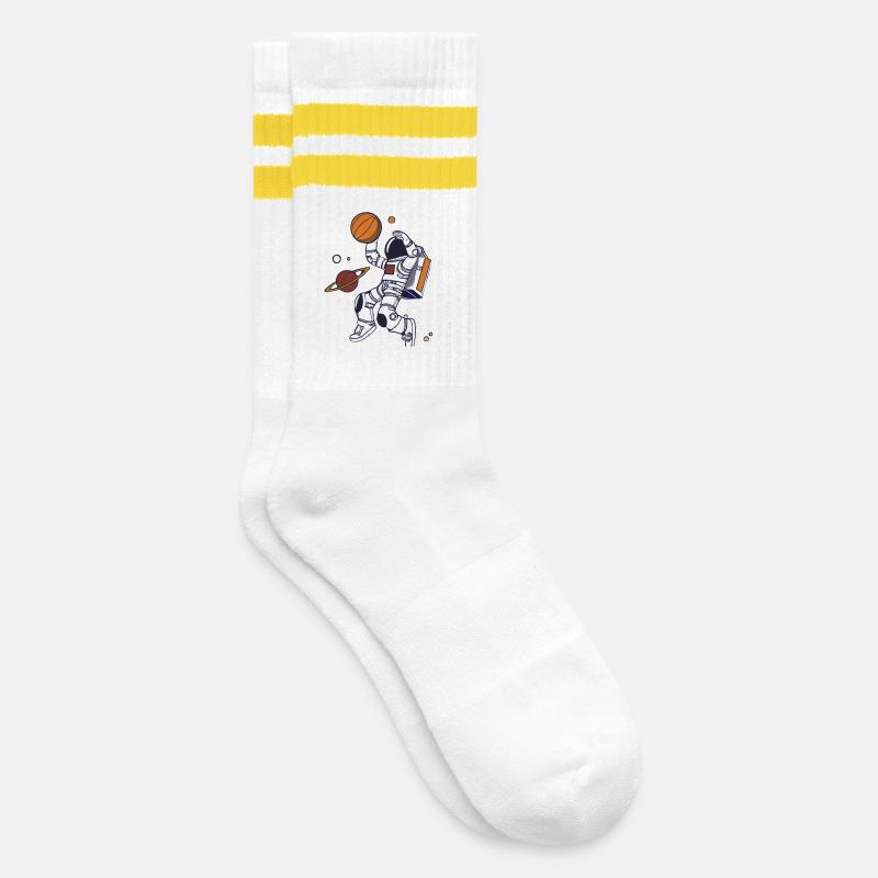 Astronaut Dunk Planet - Striped tennis socks - white/yellow