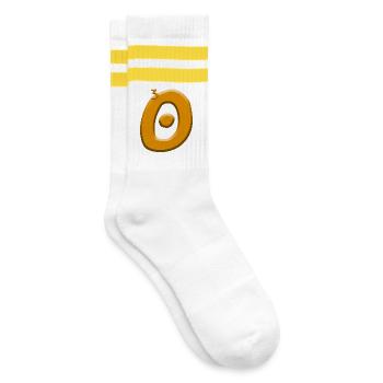 Geburtstag 30 Jahre - Gestreifte Tennissocken - Weiß/Gelb - Rechts