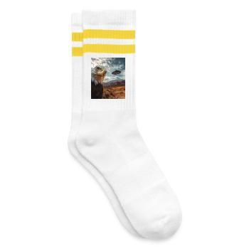 Eagle Selfie UFO - Striped tennis socks - white/yellow - Right