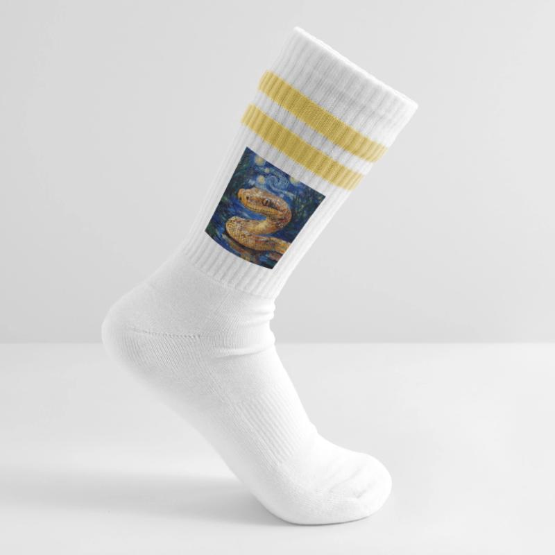 Snake Python Van Gogh Style Starry Night Striped tennis socks