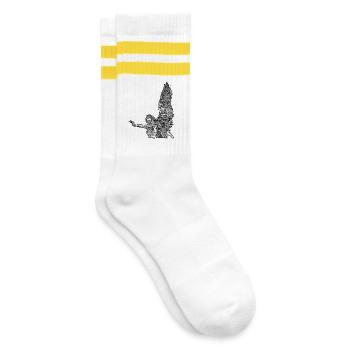 Engel - Gestreifte Tennissocken - Weiß/Gelb - Rechts