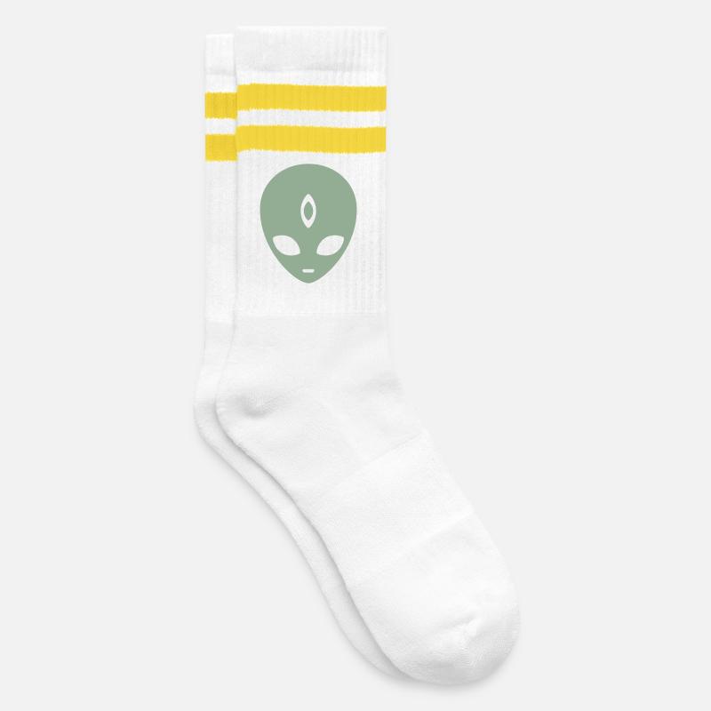 Alien Third Eye Minimalist - Striped tennis socks - white/yellow
