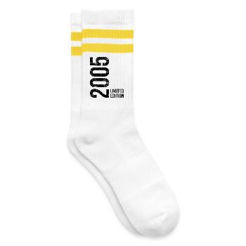21st birthday – year of birth 2005 - Striped tennis socks - white/yellow - Right