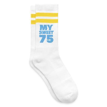 Sweet 75 - Gestreifte Tennissocken - Weiß/Gelb - Rechts