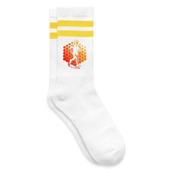 Running Liebe zum Anziehen - Gestreifte Tennissocken - Weiß/Gelb - Rechts