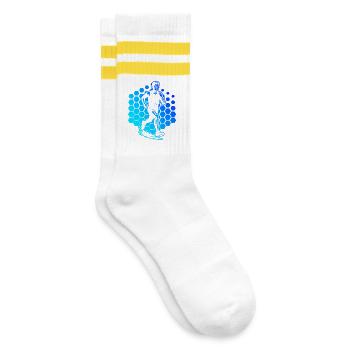 Running motif for real lovers - Striped tennis socks - white/yellow - Right