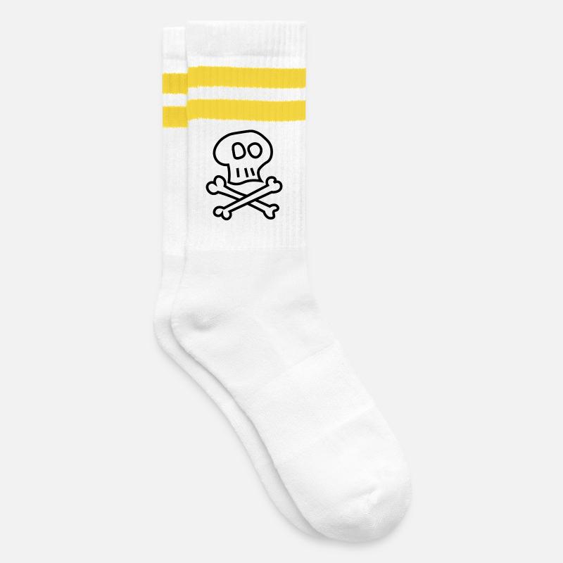Pirate_skull - Gestreifte Tennissocken - Weiß/Gelb