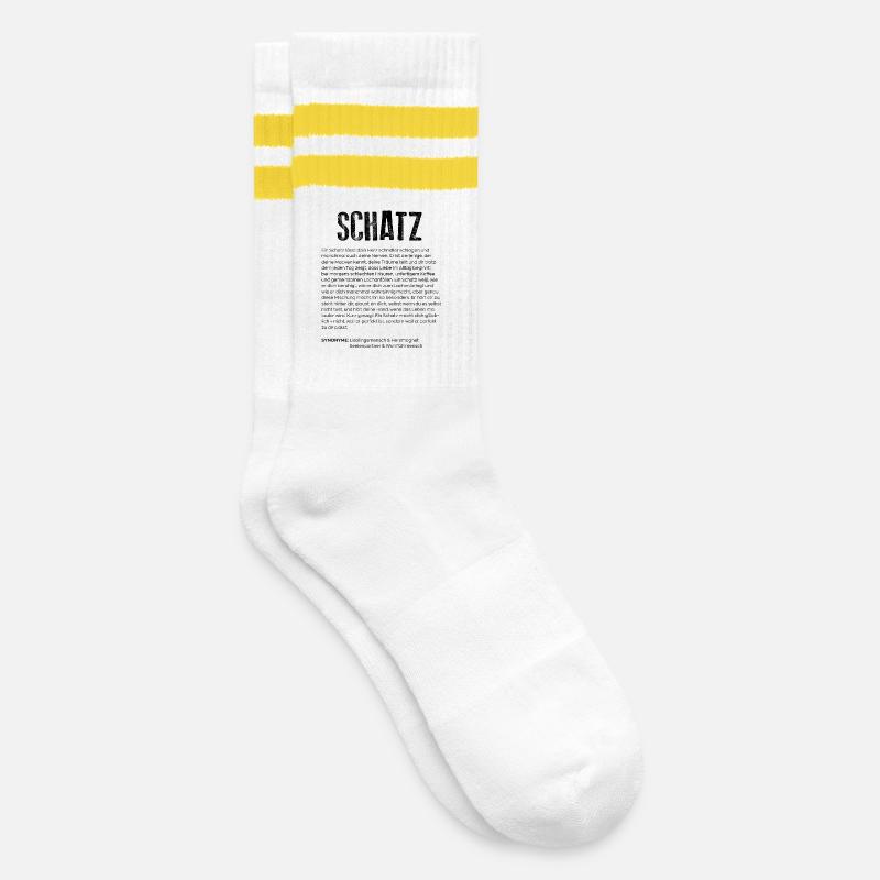 Treasure Definition - Striped tennis socks - white/yellow