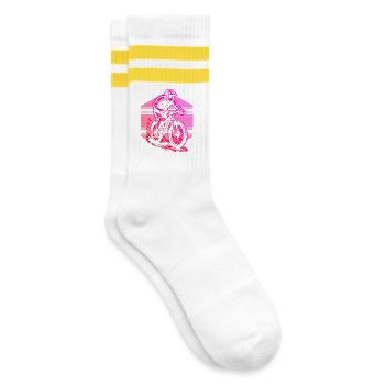 Mountainbike Liebe zum Anziehen - Gestreifte Tennissocken - Weiß/Gelb - Rechts