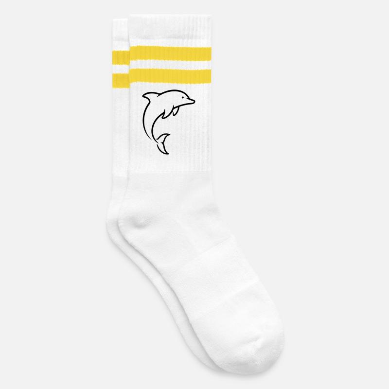 dolphin - Striped tennis socks - white/yellow