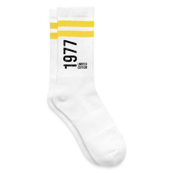 49th Birthday Man Woman 49 Years 1977 Birthday - Striped tennis socks - white/yellow - Right