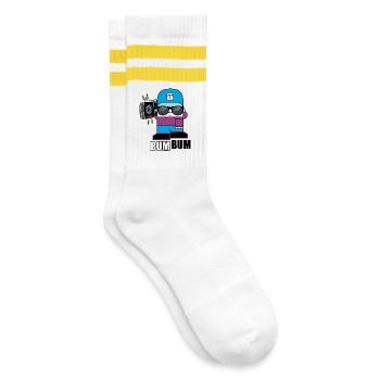 BoomBox Buddy Retro Tee - Striped tennis socks - white/yellow - Right