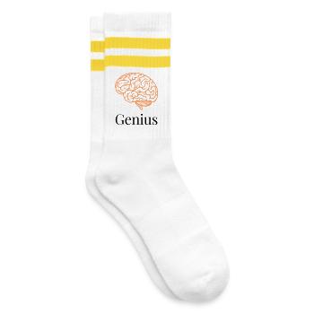 Cerveau en tracés orange - Chaussettes de tennis - blanc/jaune - Droite