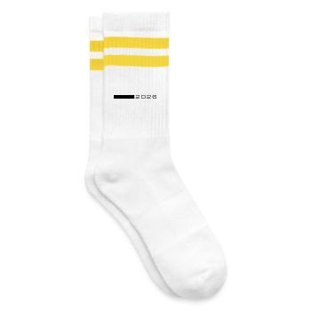 2026 Jahr Strich - Gestreifte Tennissocken - Weiß/Gelb - Rechts