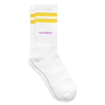 Du gehst einfach - Gestreifte Tennissocken - Weiß/Gelb - Rechts