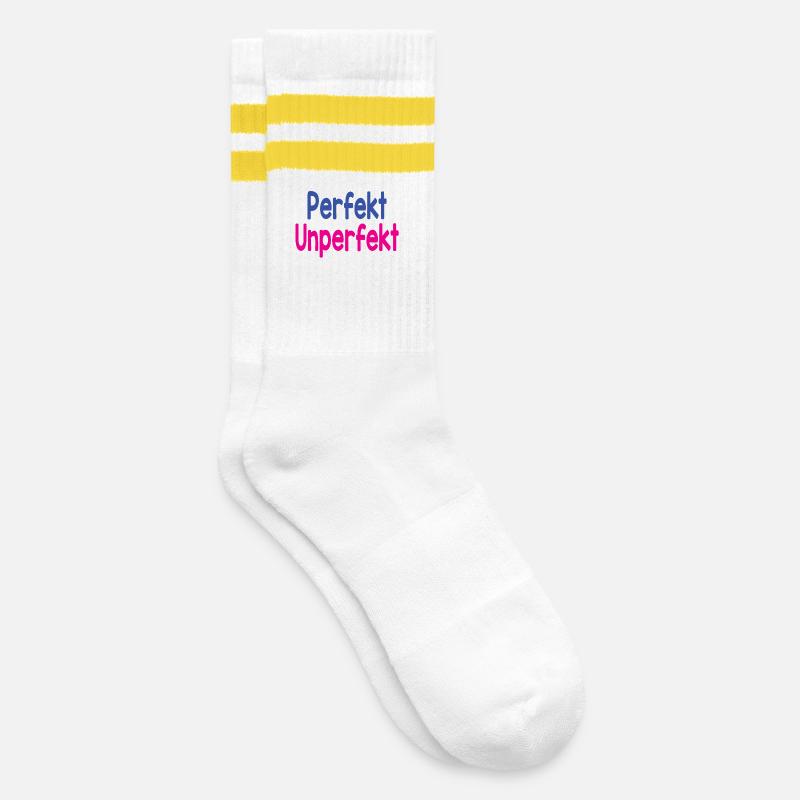 Perfekt - Unperfekt - Gestreifte Tennissocken - Weiß/Gelb