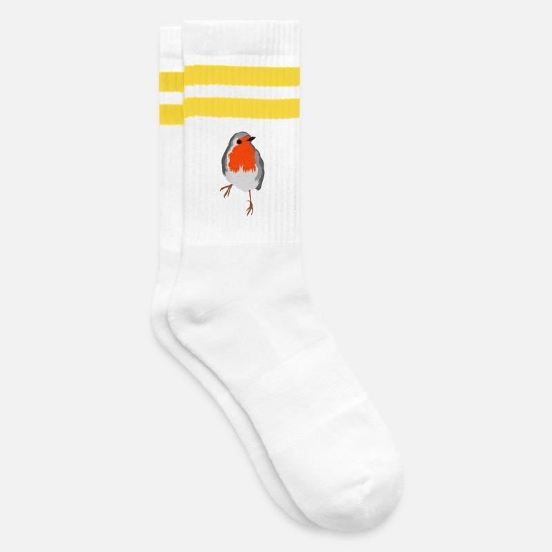 Robin - Striped tennis socks - white/yellow