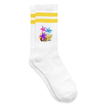 Colorful Starfish Quartet Underwater - Striped tennis socks - white/yellow - Right