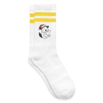 Katze Niedlich Ragdoll Müde Weihnachten - Gestreifte Tennissocken - Weiß/Gelb - Rechts