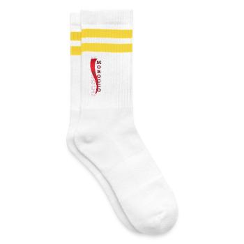 Flagge Marokkos, die Respekt und Bewunderung einflößt - Gestreifte Tennissocken - Weiß/Gelb - Rechts