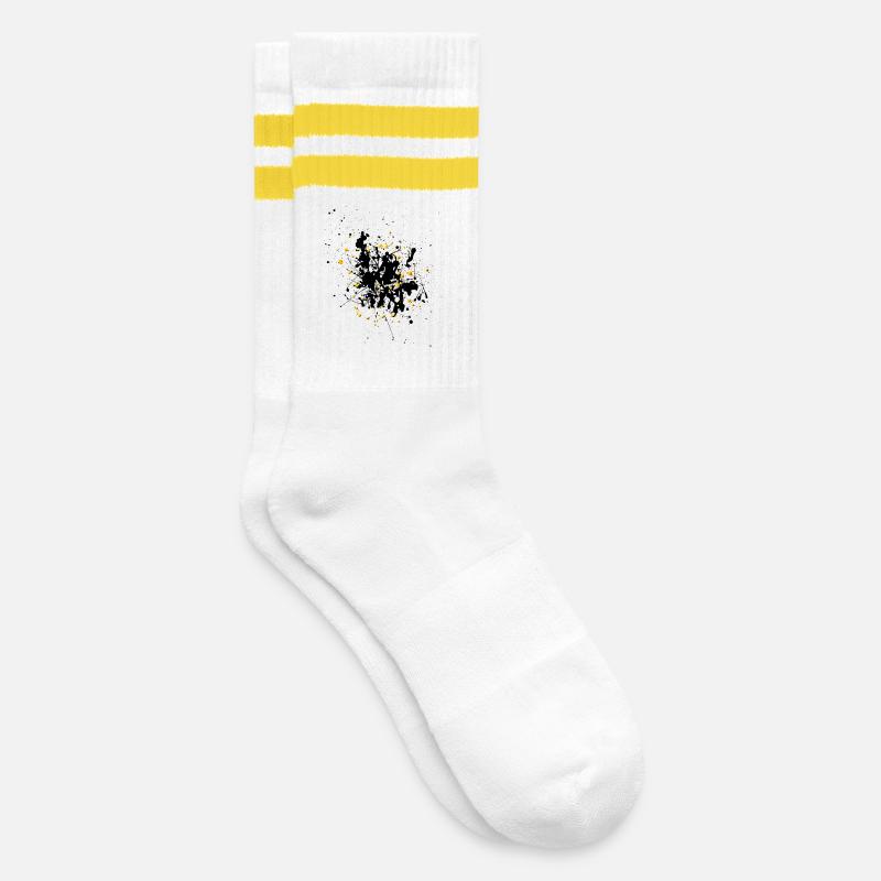 Yellowblack.Splash - Striped tennis socks - white/yellow