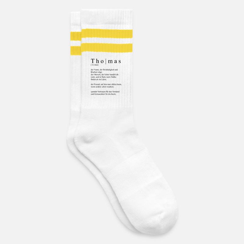 Thomas Definition Typografie - Gestreifte Tennissocken - Weiß/Gelb