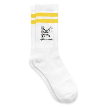 Wütendes Klopapier mit Gesicht - Gestreifte Tennissocken - Weiß/Gelb - Rechts