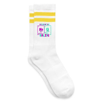 Chemie Chemiker Chemielehrer Lustig Wissenschaft - Gestreifte Tennissocken - Weiß/Gelb - Rechts