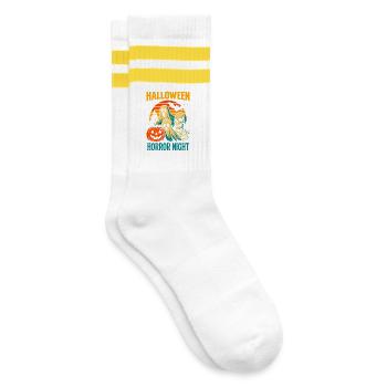 Halloween Horror Night Theme - Striped tennis socks - white/yellow - Right