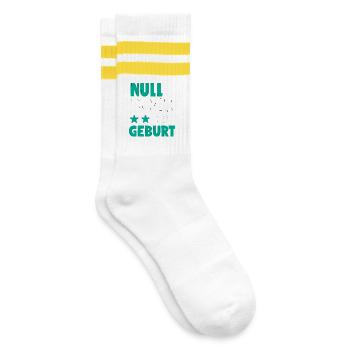 Zero desire since birth | Funny saying - Striped tennis socks - white/yellow - Right