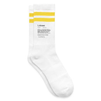 Unispruch "Lehramt" Student Geschenk, Studenten - Gestreifte Tennissocken - Weiß/Gelb - Rechts