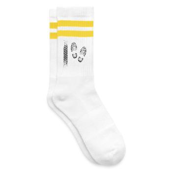 Fahrspur und Fußabdruck Muster - Gestreifte Tennissocken - Weiß/Gelb - Rechts