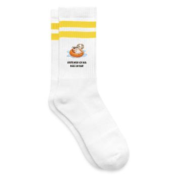 Hamster Entspannt im Pool - Gestreifte Tennissocken - Weiß/Gelb - Rechts