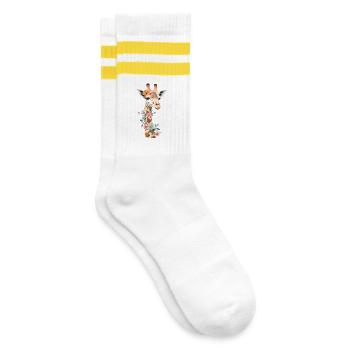 Girafe avec couronne de fleurs - Chaussettes de tennis - blanc/jaune - Droite