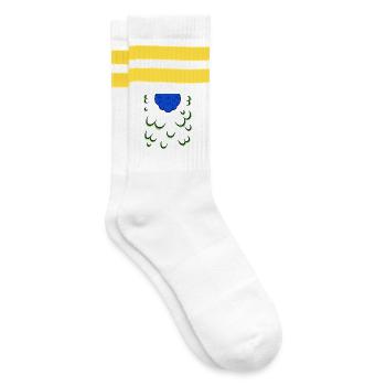 Lustiger Pfau Bauch Lazy Halloween Kostüm Easy DI - Gestreifte Tennissocken - Weiß/Gelb - Rechts