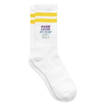 Mathe Nerd Studenten Uni Professor Mathematik - Gestreifte Tennissocken - Weiß/Gelb - Rechts