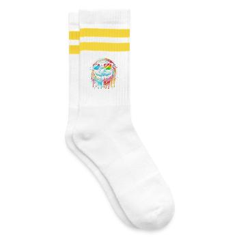 Sloth Sloth Art Lazy Sloth Fan - Striped tennis socks - white/yellow - Right